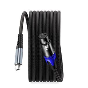 SZRMCC USB C to XLR Cable USB Type C to XLR 3pin Male Mic Audio Braided Cable for iPhone Smartphone Amplifier Speaker Mixer Console Shure Microphone (XLR Female, 1M|3.3FT)