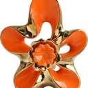 Ceramic Statue Home Decor Aesthetic Abstract Flower Sculpture Modern Decorative Statues for Living Room Bedroom Bookshelf Desktop Dinging Table Centerpiece Office (Orange and Gold)