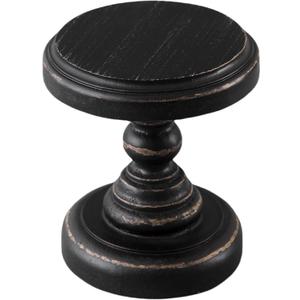 SOFE Black Wood Display Riser, Rustic Small Pedestal Stand/Planter Stands, Tray Holder for Decor, Unique Wooden Base 7 Inches Tall for Mini Items, Candle, Figurine