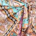 ZAFUL Women's Boho Skirt Asymmetrical Skirts Tied Floral Paisley Printed High Waist Ruched Skirts for Women (XL)