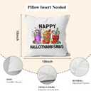 Halloween Thanksgiving Christmas Pillow Covers 18x18, Christmas Coffee Bar Decor, Spooky Skull Pumpkin Coffee Holiday Xmas Decorative Throw Pillow Covers for Bedroom Living Room Home