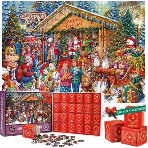Advent Calendar 2024 Christmas Puzzles, 24 Days Jigsaw Puzzle Countdown to Christmas Family Activity, Funny Advent Calendars Jigsaw Puzzle for Xmas Party Favors, Boys Girls Christmas Gifts