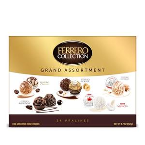 Ferrero Collection Chocolate Gift Box Grand Assortment, Hazelnut, Dark, Coconut, Almond, and Cappuccino Holiday Box of Chocolates Gifts, Christmas Candy, 24 Count, 8.7 oz (Best By: 03/23/2026)