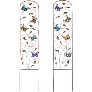 SUNNYPARK Set of 2 Butterfly Metal Garden Trellis for Climbing Plants, Decorative Vegetables Flowers Vine Trellis for Outdoor Patio 60'' H x 11'' W