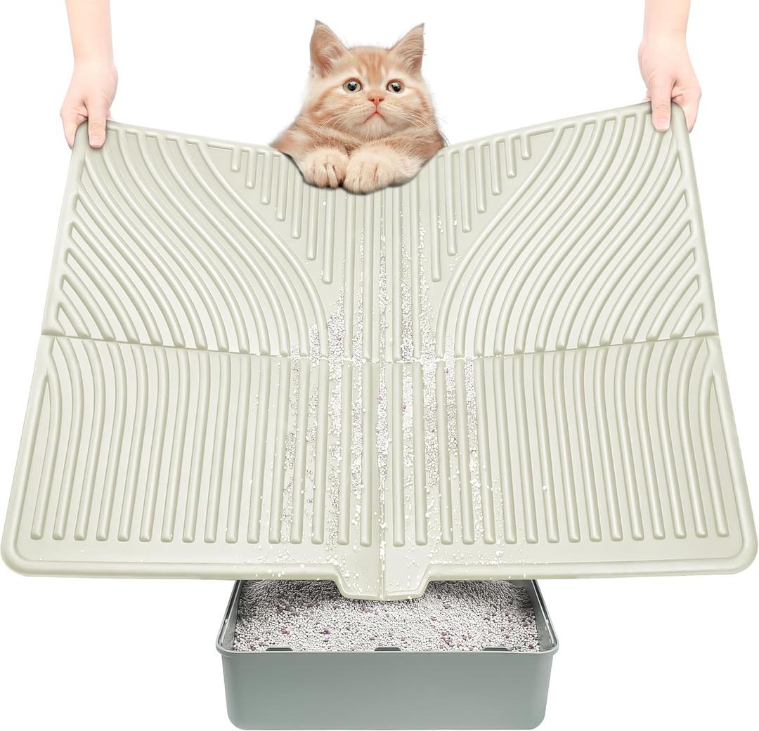 UPSKY Cat Litter Mat, Large Kitty Litter Trapping Mat Soft on Kitty Paws, Litter Box Mat Keep Floor Clean, 31" x 24" Waterproof and Washable Trapping Mats Catcher Pad for Scatter Control