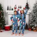 VNVNE Matching Christmas Onesie Pajamas for Women/Men/Couples/Family, Xmas Holiday Long Sleeve One-Piece Adults Pjs Sleepwear (Blue)