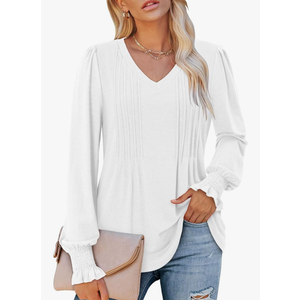 ROSELINLIN Womens Long Sleeve Tunic Tops Floral Fall Blouse Shirts L