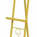 OUSHENG Gold Easel Stand, Large Metal Entryway Wedding Welcome Sign Holder, Adjustable Free Standing Art Mirror Frame Rack with Chain Support for Painting Picture Display Party, 17" x 17" x 58"