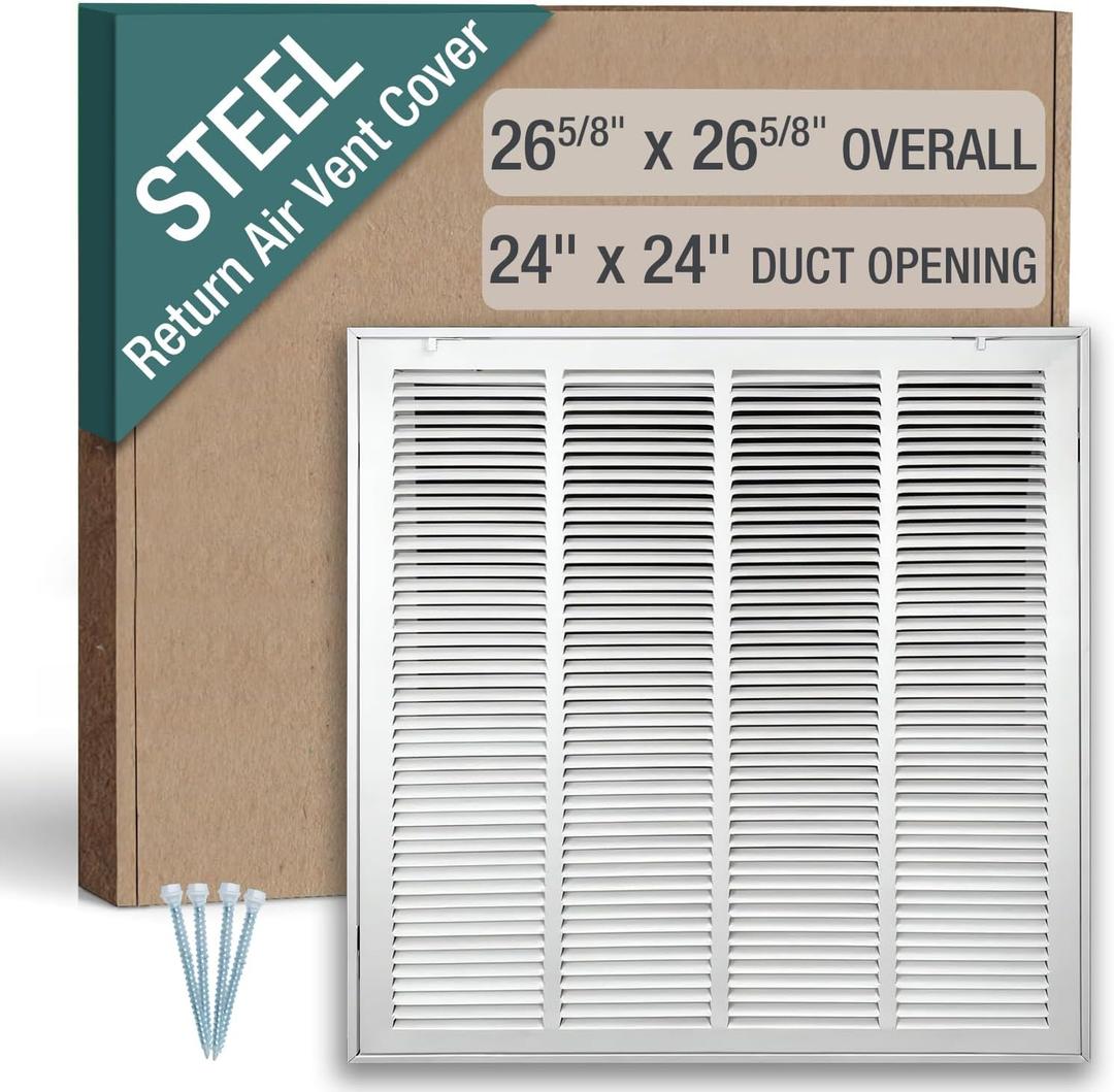 24 x 24 Inch (Duct Opening) Return Air Filter Grille for 1 Inch Filters, HVAC Vent Cover for Wall & Ceiling, Powder-Coated Steel with Removable Door