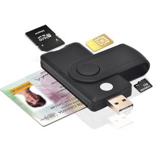 CAC Smart Card Reader, 5 in 1 DOD Military USB SIM/SD/TF/ID/IC Card Adapter Compatible with Windows, Linux/Unix, MacOS X