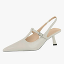 Womens Pointed Toe Heels Slingback Slip On Pumps Close Toes T Strap Heeled Sandals Kitten Heel Dress Shoes for Women, 39