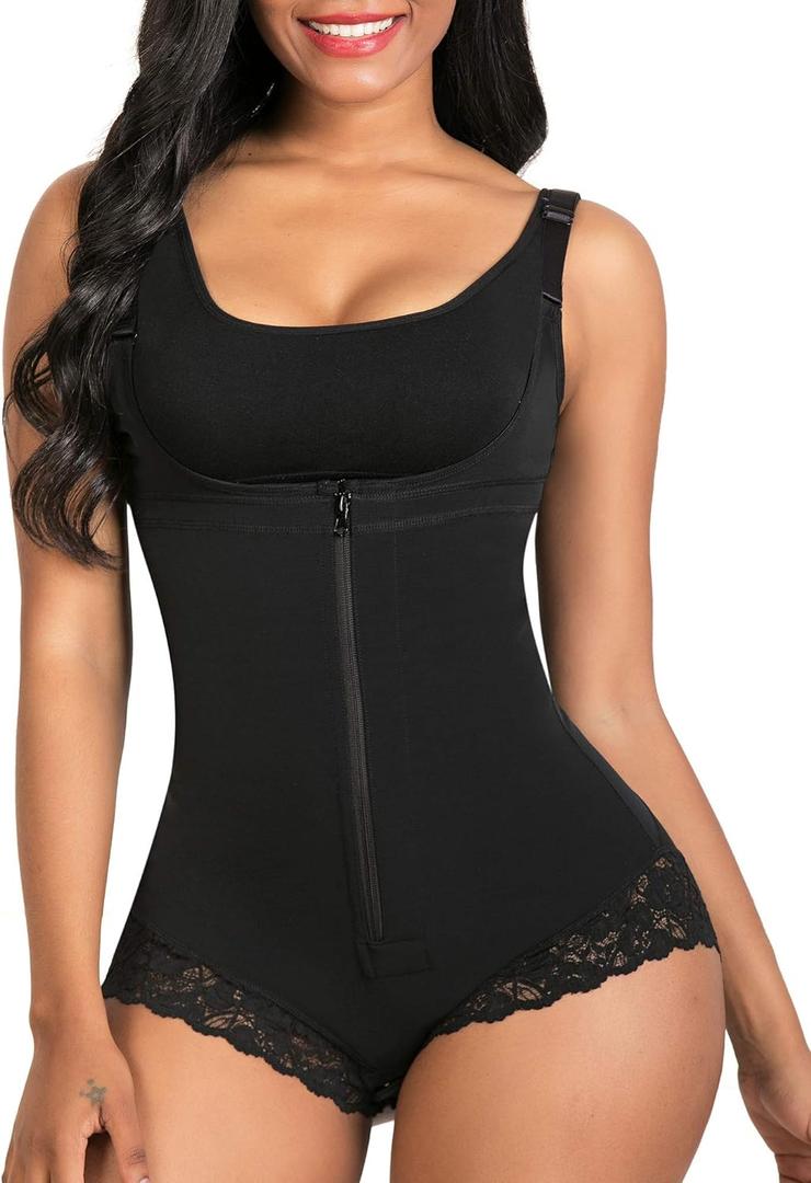 SHAPERX Women's Fajas Colombianas Shapewear Postpartum Tummy Control Body Shaper Butt Lifter Bodysuit (XX-Large, Black)