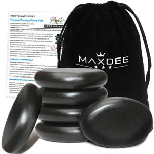 Maxdee Massage Stones Essential Hot Stones for Massage, 6 Large Hot Stones Massage Kit Hot Rocks Massage Stones for Professional or Home Spa, Foot Heater, Relaxing, Pain Relief, 2.4"*3.14"