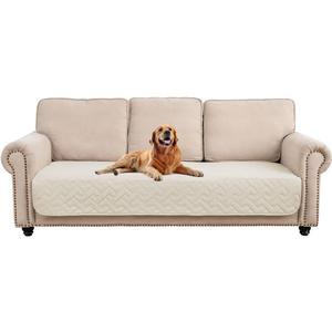 fuguitex Waterproof Dog Bed Cover Couch Cover for Pet Anti-Slip Cat Mat Pet Pad Blanket for Sofa Chair Recliner Bed Furniture Protrctor (45x90 Inch (Pack of 1), Cream)