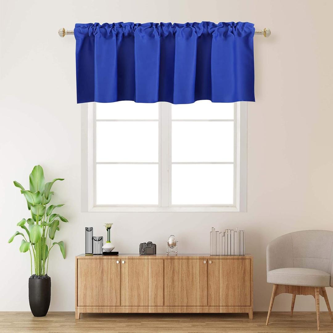 Royal Blue Valance Blackout for Windows Living Room Bedroom Kitchen Bathroom Basement 18 Inch Length Rod Pocket 52 x 18 Inches Long 1 Panel