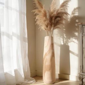 Tall Wooden Floor Vase for Pampas Grass 22 Inch Solid Wood Decorative Vase for Rustic Farmhouse & Boho Living Room, Bedroom & Entryway Decor