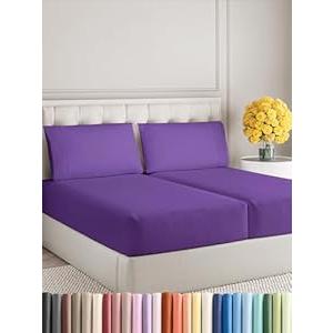 Sleepy Town Split King Size Bed Sheets - 5 Piece - Split King Sheet Set - Extra Soft, Comfy & Cooling - Easy Care - Shrinkage, Wrinkle & Fade Free - Brushed Microfiber - Deep Pocket Sheets (Purple)