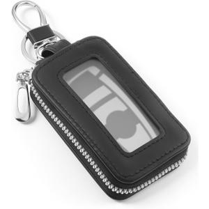 Larrel Car Keychain Pouch, Universal Multifunctional Key Case for Car Keys Black Leather Key Holder for Men Women Smart Keys Remote Protector