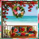 Cinnvoice Hawaiian Leis Flower Wreath Decoration Tropical Wreaths for Front Door Hawaiian Door Hanging Decor Summer Tropical Floral Wall Decor for Indoor Outdoor Decoration
