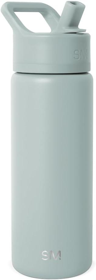 Simple Modern Kids Water Bottle with Straw Lid Vacuum Insulated Stainless Steel Metal Thermos Bottles | Reusable Leak Proof BPA-Free Flask for School | Summit Collection | 18oz, Sea Glass Sage