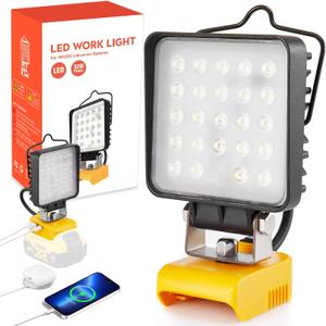 LED Work Light for Dewalt 18v 20v Battery, 32W 3200LM/16W 1600LM Flashlight, Cordless LED Flood Light, Battery Lithium Light with USB&Type-C Charging Port for Camping,Workshop , Outdoors (32W)