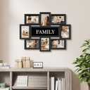 Jerry & Maggie 8 Opening Family Photo Frame 22×17, Family Picture Frame Selfie Gallery Collage Wall Hanging For 6×4 Photos 8 Pack, No-Assembly 3D Design Waterproof Memorial Keepsake, Black