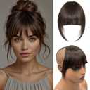 Clip-In Thick Bangs Hairpiece with Side Pieces, 100% Human Hair Bangs Extension for Women, Daily Wear, French Dark Brown