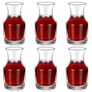 5 Pack Single Serving Wine Carafe Glass Small Mini Carafe Individual Wine Refill Decanter for Dinner Parties Tastings Bars Restaurants (6.5 oz)