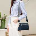 Fashion Small Leather Crossbody Bags for Women Trendy Casual Cross Body Handbags Crossover Travel Purses with Zipper Pockets (Darkblue)