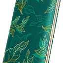 Nipichsha Womens Wallet, RFID Slim Wallets for Women, Thin Ladies Credit Card Holder Purse, Cute Leather Bifold Clutch Billfold with 11 Card Slots & ID Window, Luxury Green Leaf