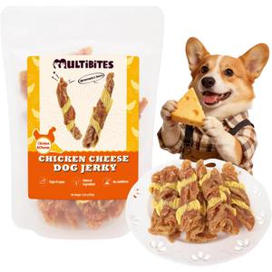 Grain Free Chicken Cheese Jerky Dog Treats, 5.29oz | Natural chewy healthy dog treats for all breeds. High-protein, low-fat, oven-baked