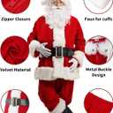 Potalay Men's Deluxe Santa Suit 11pc. Christmas Adult Santa Claus Costume (L)