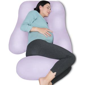 MOON PARK Pregnancy Pillows for Sleeping - U Shaped Full Body Maternity Pillow with Removable Cover - Support for Back, Legs, Belly, HIPS - 57 Inch Pregnancy Pillow for Women - Purple