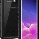 Lanhiem for Samsung Galaxy S10 Case, IP68 Waterproof Dustproof Case with Built-in Screen Protector, Rugged Full Body Shockproof Protective Cover for Galaxy S10 6.1 inch (Black/Clear)