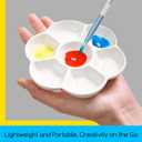 MEEDEN 7-Well Ceramic Paint Palette: 3 Pcs Watercolor Palette 4.7'' x 0.6'' - Porcelain Paint Palette Tray for Gouache Painting, Round, White