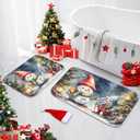 ArtSocket Christmas Gnomes Tree Bathroom Rugs and Mats Set 2 Piece Winter Cute Santa Snowman Bath Rugs Non Slip Absorbent Microfiber Memory Foam Bath Mat Washable Bathroom Floor Mats