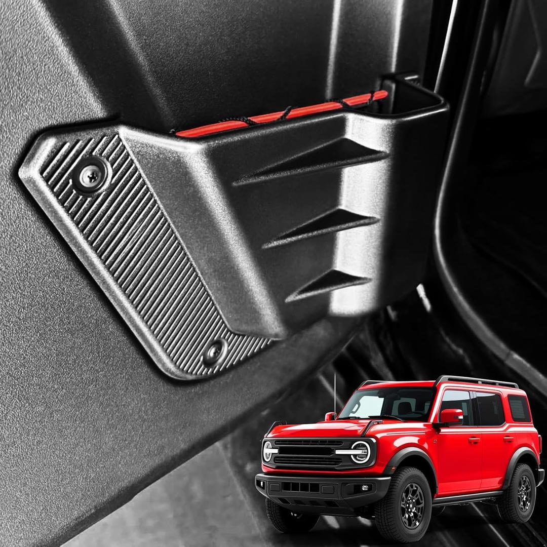 2PCS Rear Door Storage Pockets Compatible for Ford Bronco Accessories 2025,Side Organizer Box Fit Bronco 4-Door 2021 2022 2023 2024,Interior Storage Expansion Organizer Accessory,2PCS Black