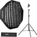 Godox 31.5" / 80cm Octagon Reflective Umbrella Grid Softbox 2m Light Stand Type-E Hot Shoe Holder Bracket Kit Compatible Octobox for Studio Photo Flash Speed Light