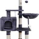 Heybly Cat Tree with Toy, Cat Tower Condo for Indoor Cats, Cat House with Padded Plush Perch, Cozy Hammock and Sisal Scratching Posts, Smoky Gray HCT004G
