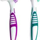 Premium Hygiene Denture Cleaning Brush Set, Multi-Layered Bristles & Ergonomic Rubber Handle, for Denture Care(Purple & Green)