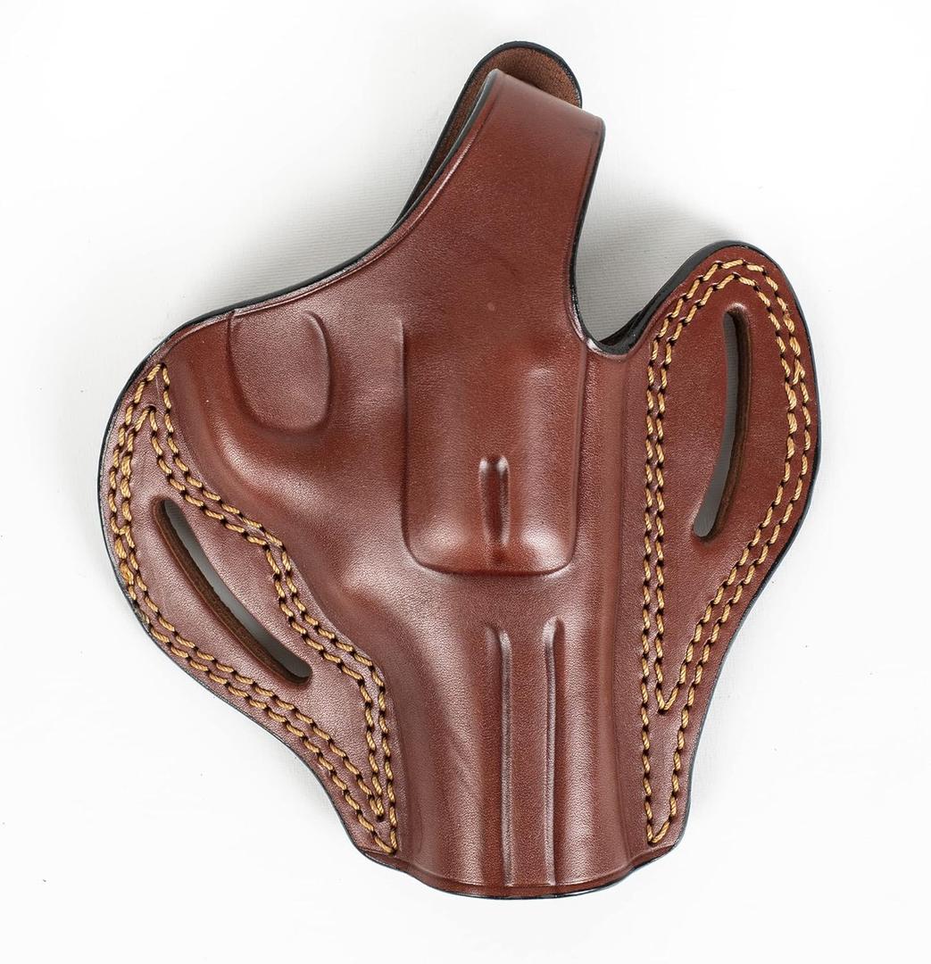 for Ruger GP100 357 Magnum 3 inch Revolver OWB Leather Gun Holster (Brown Right Hand)