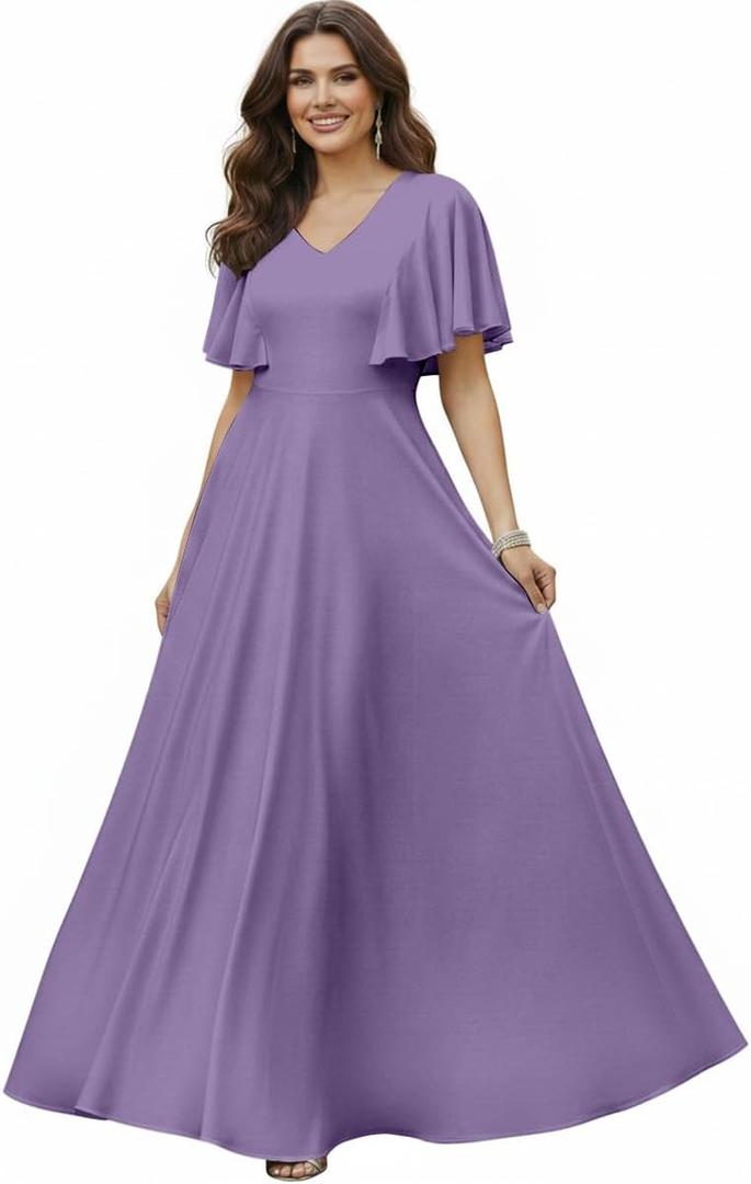 KOH KOH Womens 2026 Long Elegant Bridesmaid Evening Cocktail Modest Maxi Dress (Purple, L)