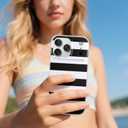 2 x Compatible with iPhone 17 Pro Case for Women, Cute Classic Stripe Minimalist Design, Slim Hard PC Black Protective Cover-Classic Stripe