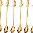 Gold Tulip/Rose Handle Tea Spoons 6-Pcs Set - 6" Stainless Steel for Mini Coffee Spoons, Espresso, Dessert - Ideal for Demitasse & Small Servings