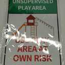2 Pack Unsupervised Play Area at Own Risk Sign 10 x 14 inch Metal Reflective Rust Free Aluminum Sign, Weather Resistant, Waterproof, Durable Ink, Easy to Install