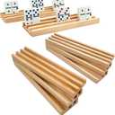 Wooden Domino Racks/Trays Set of 8 Natural Domino Trays Holders Organizer for Mexican Train Chickenfoot and Other Domino Games - Dominoes NOT Included