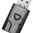 USB Bluetooth 5.0 Transmitter Receiver, 2-in-1 Wireless Audio Adapter, 3.5mm Aux Blutooth Adapter, Built in Mic/Low Latency/HD Audio/Plug n Play-for TV/PC/Car/Home Speaker/Headphone