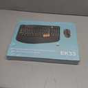 Wireless Keyboard and Mouse Combo, 2.4G Wave Keys Ergonomic Keyboard with Palm Rest and 3 DPI Silent Mouse, Compact Size for Natural Typing, Spill-Resistant, for Windows/PC/Laptop/Mac(Black)