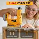 Cordless Nail Gun for Dewalt 20V Battery (No Battery), 2-IN-1 Electric 18GA Brad Nailer & T50 Crown Stapler, Battery Powered Staple Gun with 1000 Staples and 1000 Nails for Woodworking & Family DIY