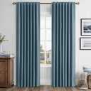 MIULEE 100% Blackout Linen Curtains for Bedroom, Stone Blue Solid Luxury Decor Thermal Insulation Room Darkening Drapes for Living Room Nursery Back Tab Rod Pocket 42 x 63 Inches, 2 Panels